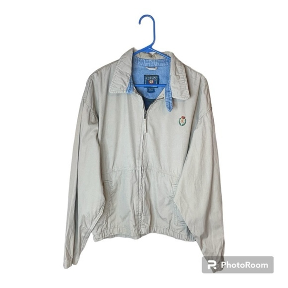 Chaps Ralph Lauren Vintage‎ Khaki Tan Classic 100% Cotton Full Zip Jacket Large
